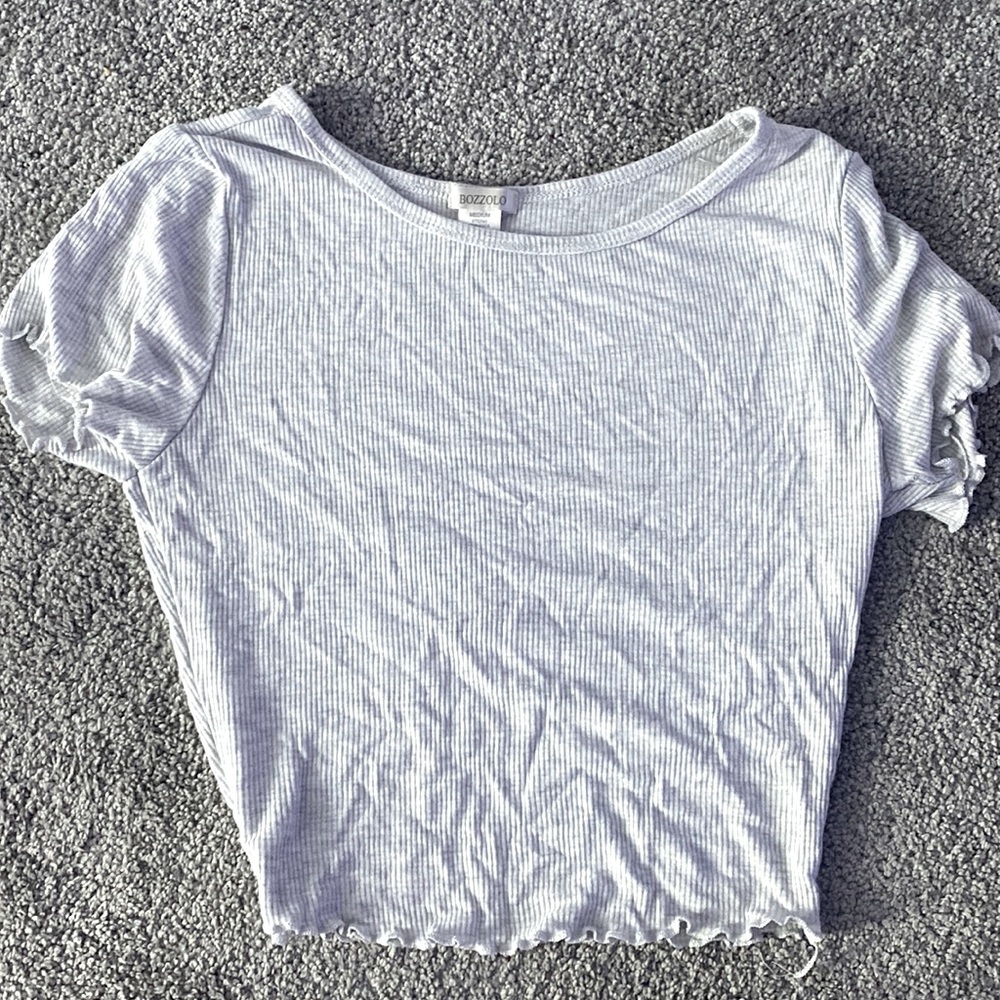 Ribbed, grey, tight fitted crop top. Lightly worn, soft and comfortable